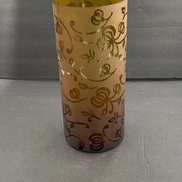 Elements Art Glass Vase 11x5 Amber Brown Floral Heavy 2.5lbs Vintage Elegant - Picture 2 of 13
